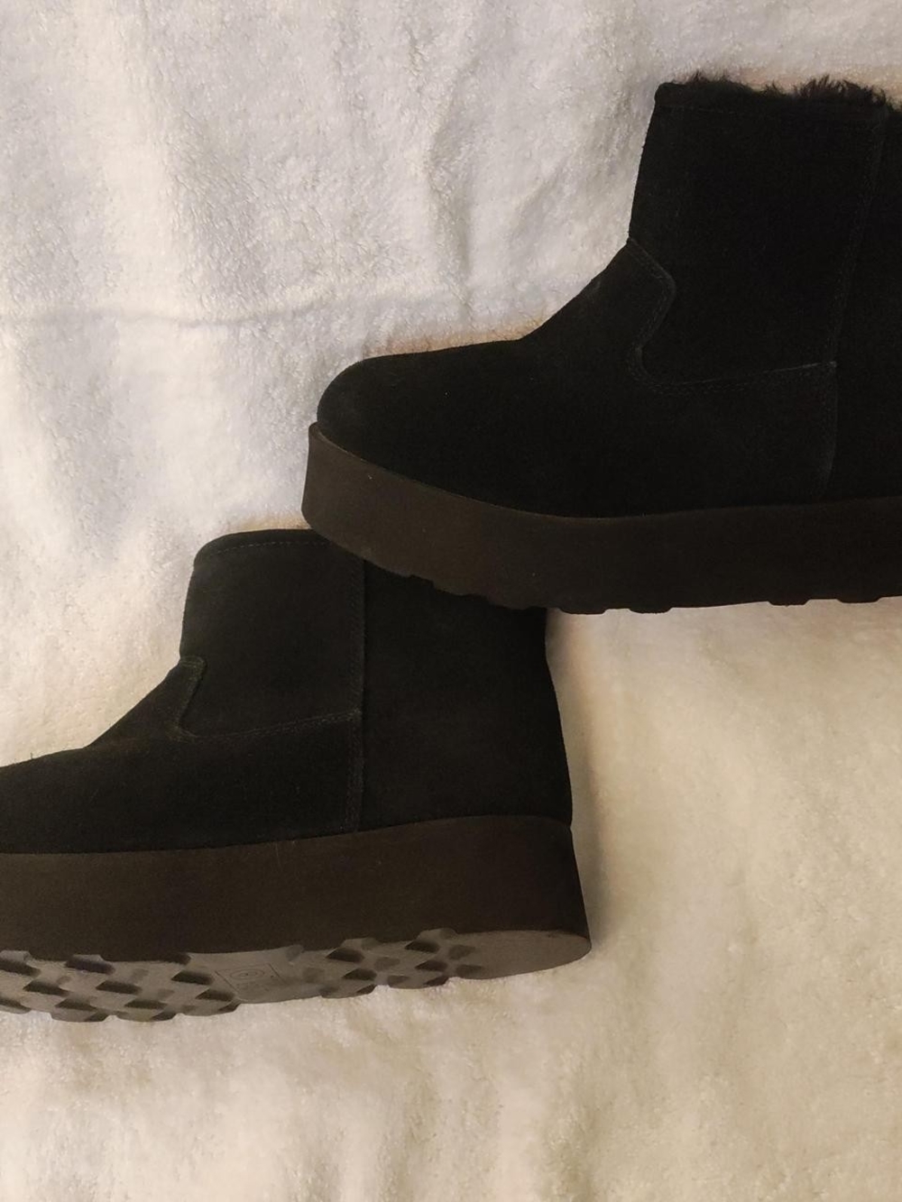 Time and Tru Black Suede Platform Ankle Booties